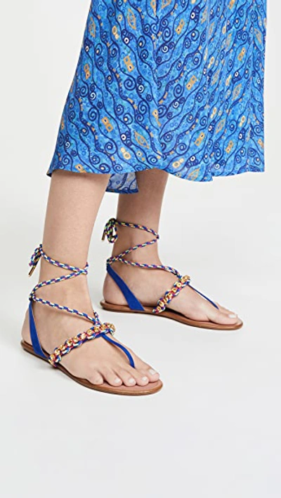 Shop Aquazzura Surf Sandal Flats In Multi Blue