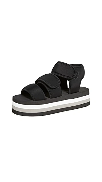 Shop Jeffrey Campbell Shaka Platform Sandals In Black Combo