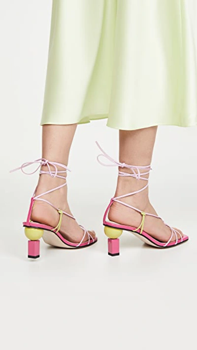 Shop Yuul Yie Trophy Lace-up Sandals In Pink/lime
