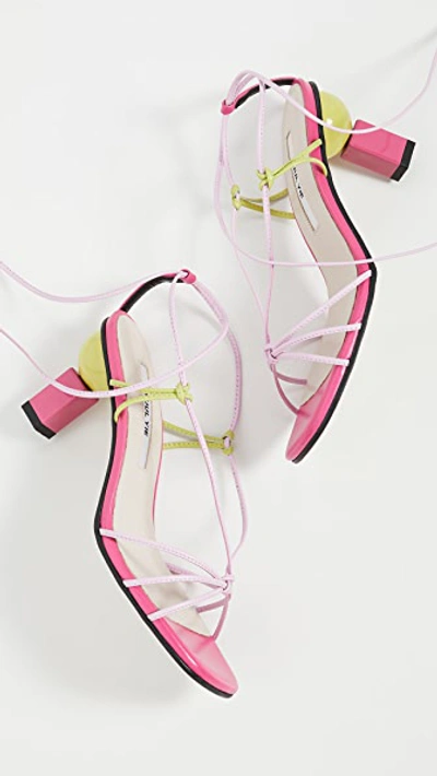 Shop Yuul Yie Trophy Lace-up Sandals In Pink/lime