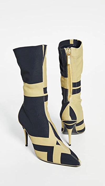Shop Zimmermann Mid Length Zip Lycra Boots In Gold Cubic