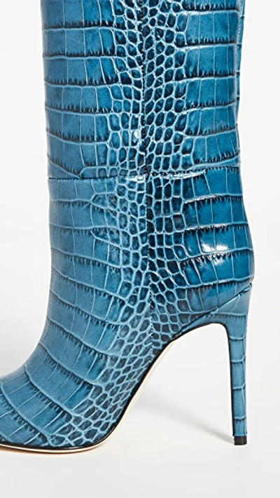 Shop Paris Texas Moc Croco Tall Boots Stiletto Heel In Jeans