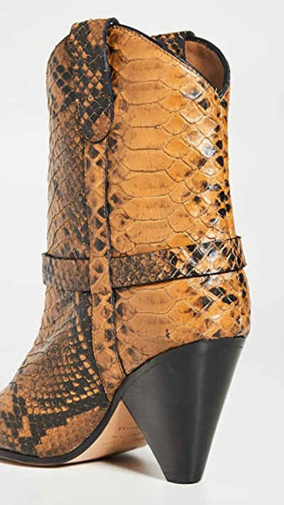 Isabel Marant Deane Snake-effect Leather Ankle Boots In Yellow