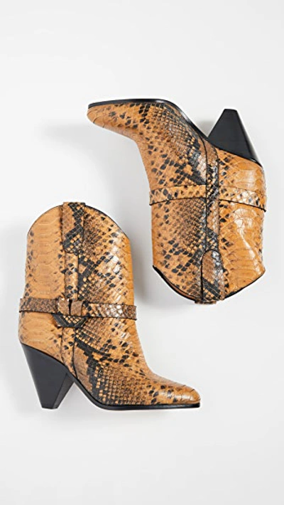Isabel Marant Deane Snake-effect Leather Ankle Boots In Yellow