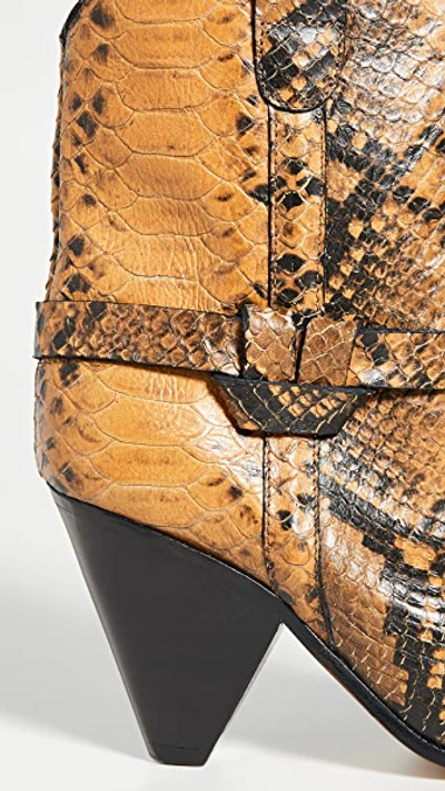 Isabel Marant Deane Snake-effect Leather Ankle Boots In Yellow