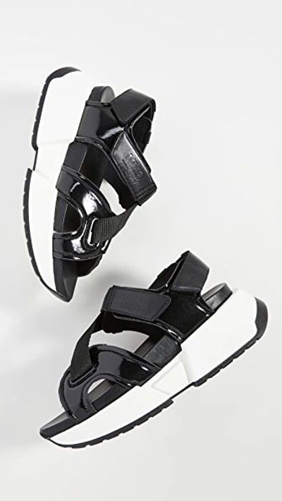 Platform Touch Strap Sandals In Black