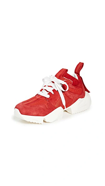 Shop Ben Taverniti Unravel Project Double Tongue Sneakers In Red