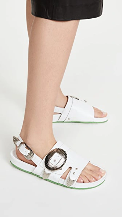 Shop Toga Western Buckle Sandals In White