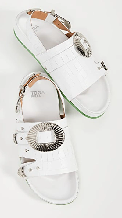Shop Toga Western Buckle Sandals In White