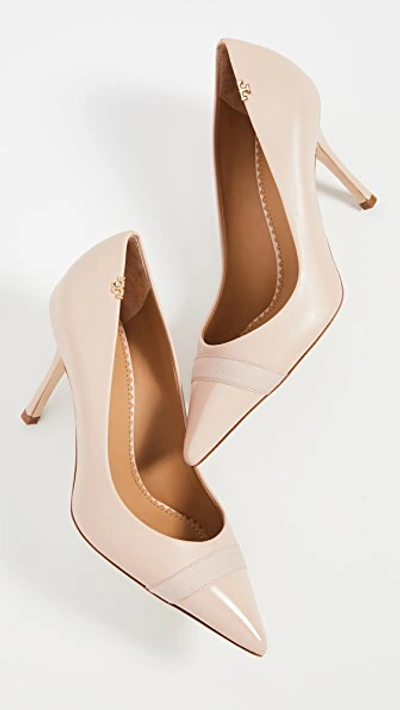 Shop Tory Burch Penelope Cap Toe Pumps 85mm In Goan Sand