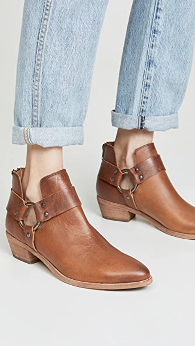 Shop Frye Ray Harness Back Zip Booties In Caramel