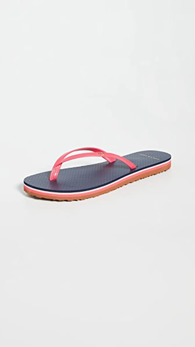 Shop Tory Burch Leather Flip Flops In Vibrant Pink/multi