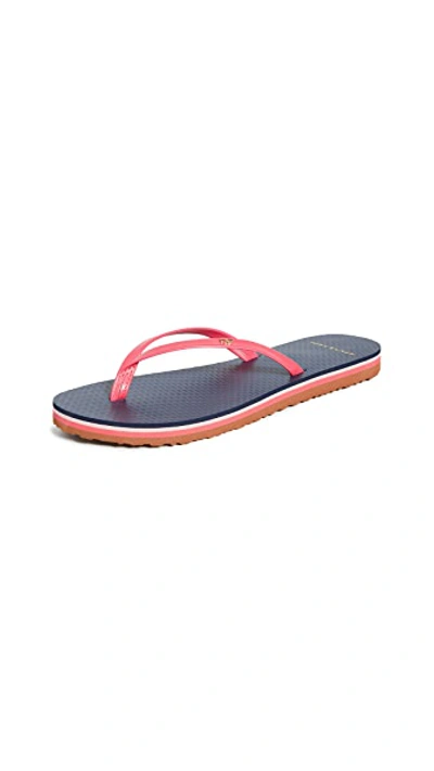 Shop Tory Burch Leather Flip Flops In Vibrant Pink/multi