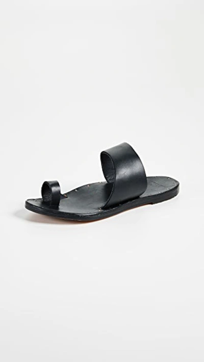 Shop Beek Finch Toe Ring Slides In Black/black