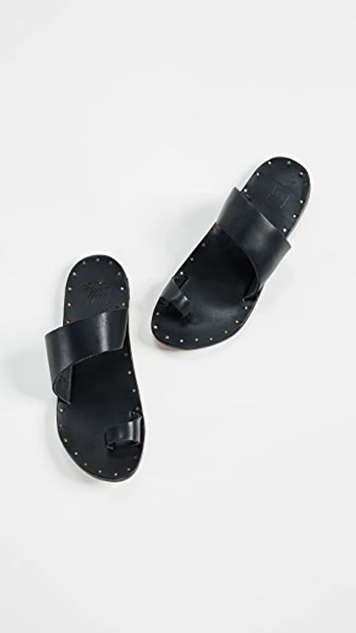 Shop Beek Finch Toe Ring Slides In Black/black