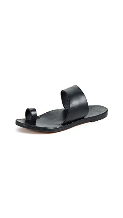 Shop Beek Finch Toe Ring Slides In Black/black