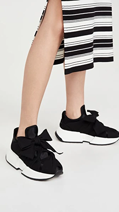 Shop Mm6 Maison Margiela Ribbon Tied Sneakers In Black