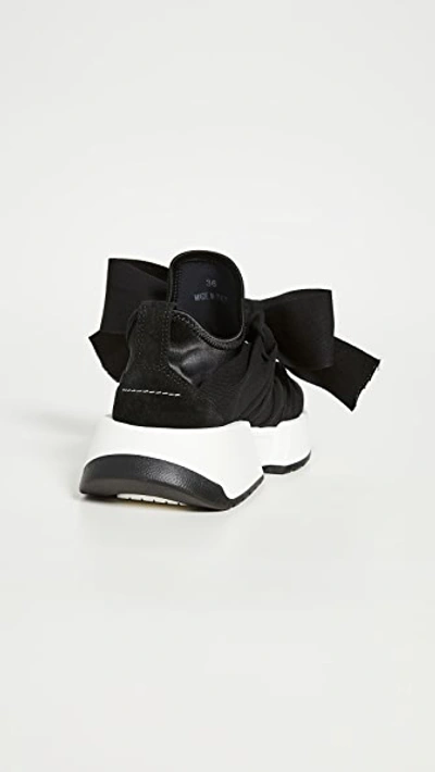 Shop Mm6 Maison Margiela Ribbon Tied Sneakers In Black