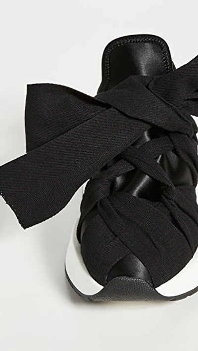 Shop Mm6 Maison Margiela Ribbon Tied Sneakers In Black