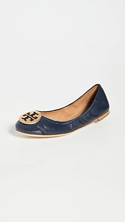 Shop Tory Burch Minnie Cap Toe Ballet Flats In Ink Navy/ink Navy