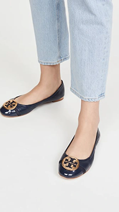 Shop Tory Burch Minnie Cap Toe Ballet Flats In Ink Navy/ink Navy