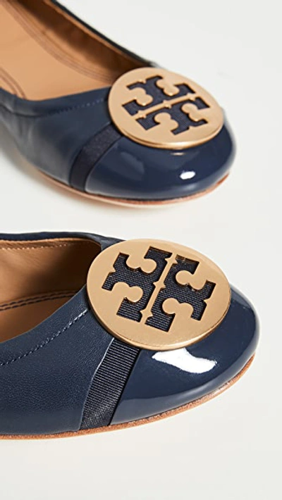 Shop Tory Burch Minnie Cap Toe Ballet Flats In Ink Navy/ink Navy