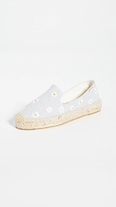 Shop Soludos Daisies Embroidered Espadrilles In Chambray