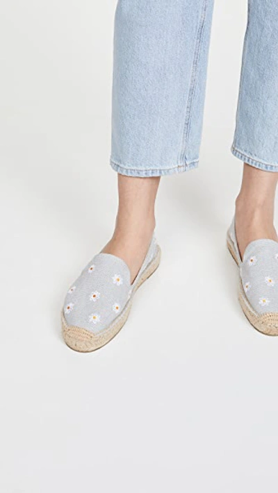 Shop Soludos Daisies Embroidered Espadrilles In Chambray