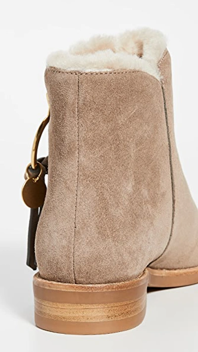 Shop See By Chloé Louise Flat Shearling Boots In Taupe
