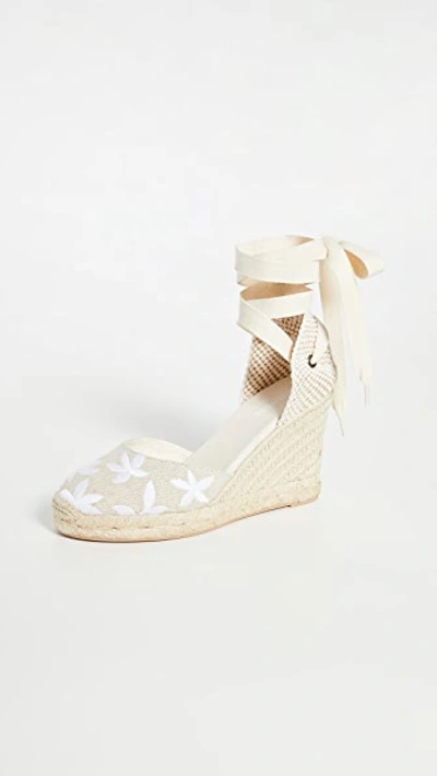 Shop Soludos Floral Classic Wedge Espadrilles In Sand