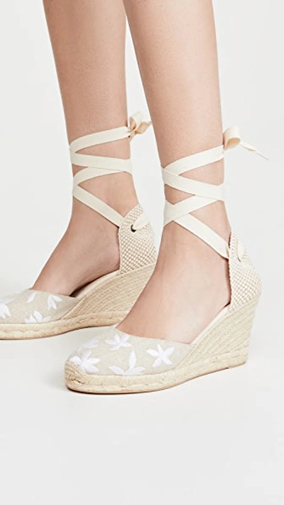 Shop Soludos Floral Classic Wedge Espadrilles In Sand