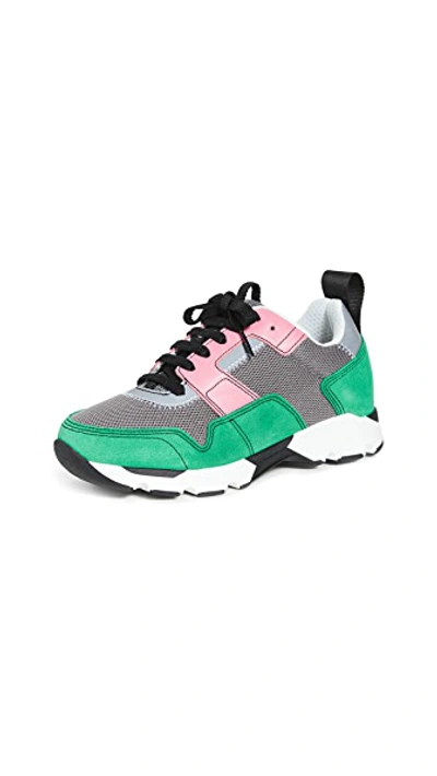 Shop Marni Colorblock Chunky Sneakers In Stone/ga