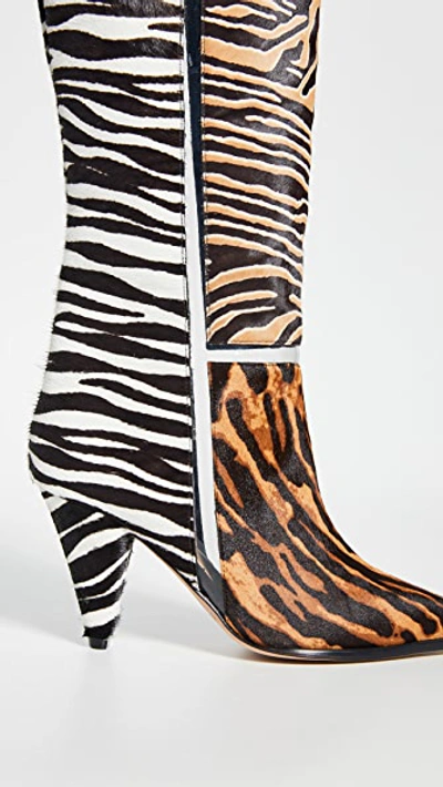 Shop Alexandre Birman Dora Pony 90mm Boots In Walnut/tiger/transparent