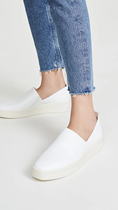 Shop Vince Saxon-2 Slip On Sneakers In Optic White