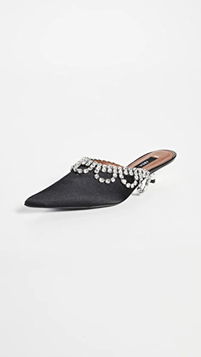 Shop Area Scalloped Crystal A Mules In Black