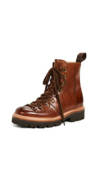 Shop Grenson Nanette Combat Boots In Tan Handpainted