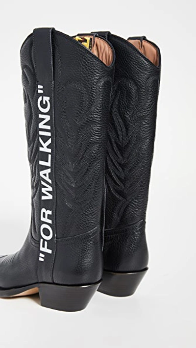 Shop Off-white "for Walking" Cowboy Boots In Black/white