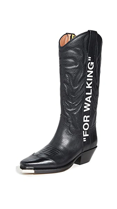 Shop Off-white "for Walking" Cowboy Boots In Black/white