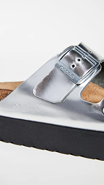 Shop Birkenstock Arizona Platform Sandals - Narrow In Metallic Silver