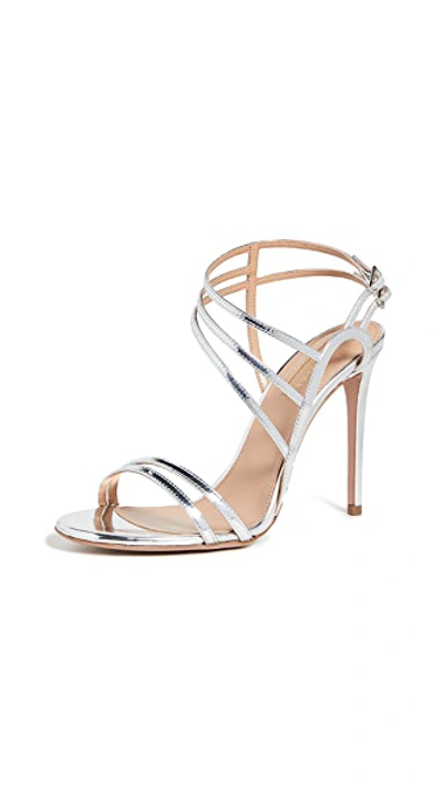 Shop Aquazzura Spicy Sandals 105mm In Silver