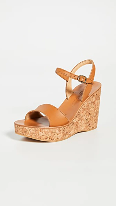 Shop Kjacques Sharon Wedge Sandals In Pul Natural