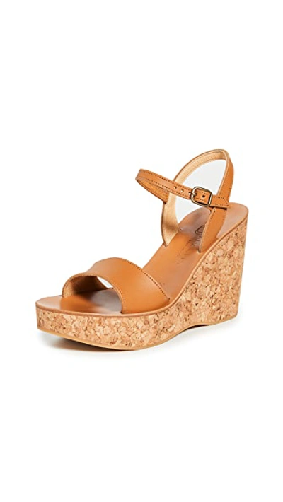 Shop Kjacques Sharon Wedge Sandals In Pul Natural