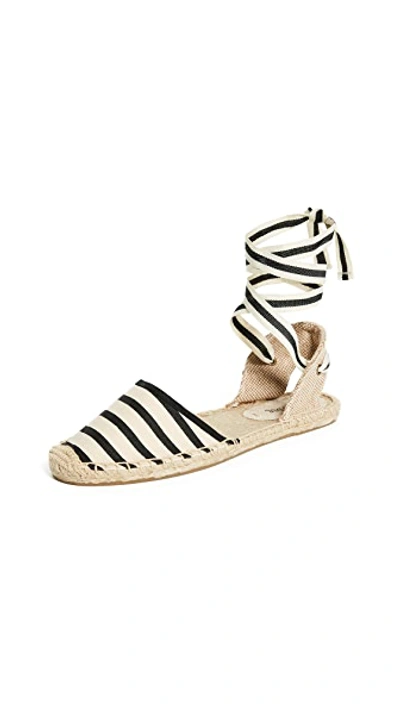 Shop Soludos Striped Espadrille Sandals In Natural/black