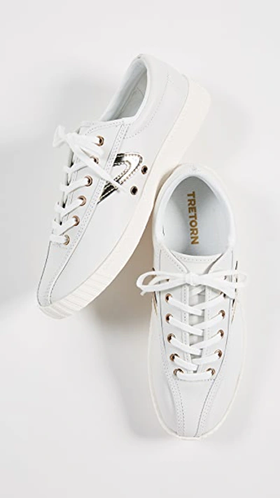 Shop Tretorn Nylite 2 Sneakers In Snow White/gold