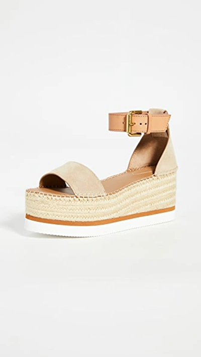 See By Chloé Ankle-strap Raffia-platform Sandals In Natural/beige