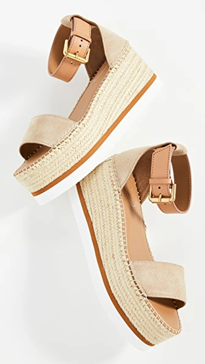 See By Chloé Ankle-strap Raffia-platform Sandals In Natural/beige