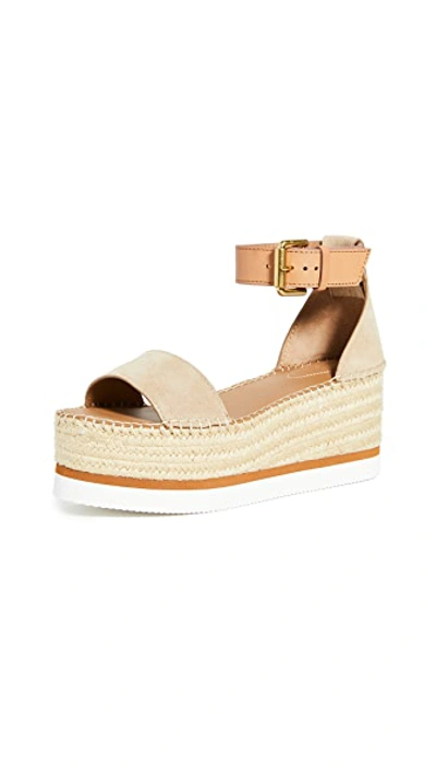 See By Chloé Ankle-strap Raffia-platform Sandals In Natural/beige