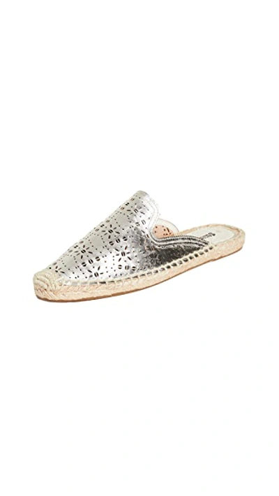 Shop Soludos Ami Perforated Mules In Platinum