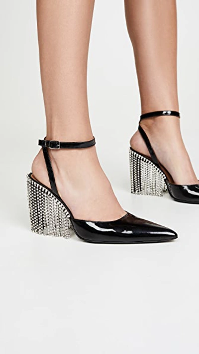 Shop Area Crystal Fringe High Heels In Black