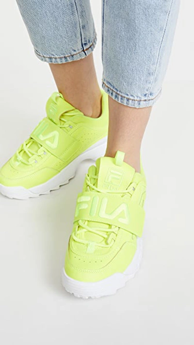 Shop Fila Disruptor Ii Applique Sneakers In Safety Yellow/white